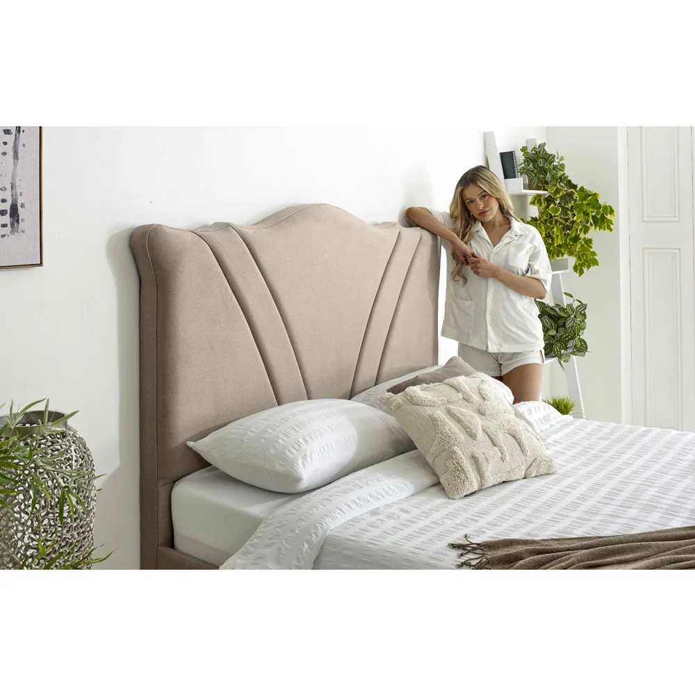 Amaya King Size Bed Frame - Mink, Fabric