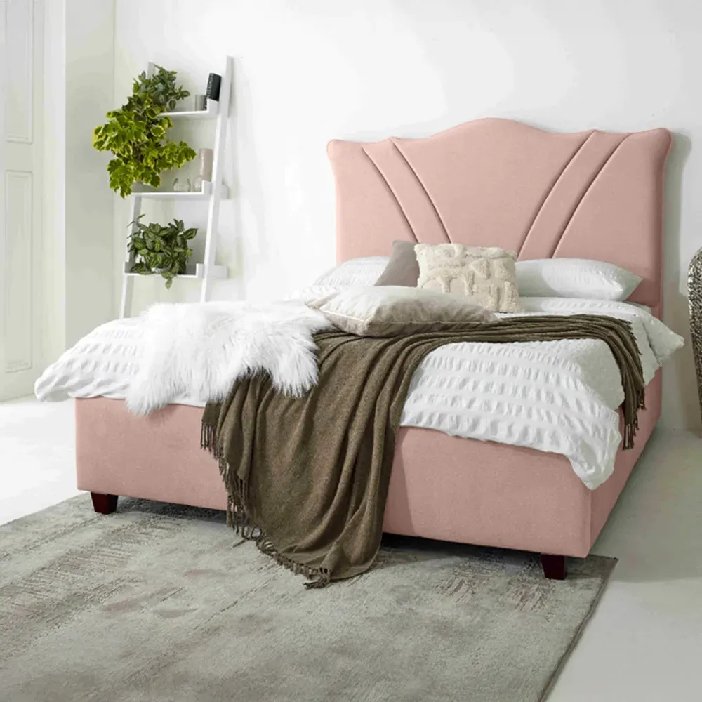 Amaya King Size Bed Frame - Pink, Fabric