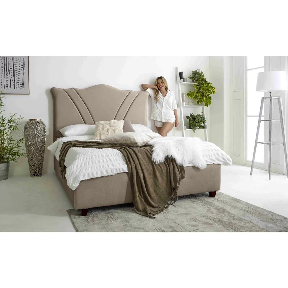 Amaya Single Bed Frame - Cream, Fabric