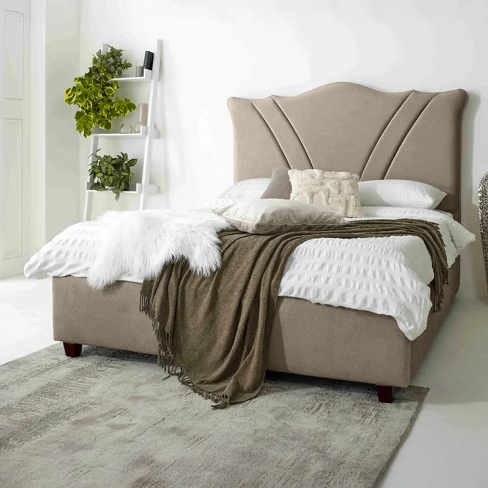 Amaya Single Bed Frame - Cream, Fabric