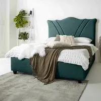 Amaya Single Bed Frame - Green, Fabric