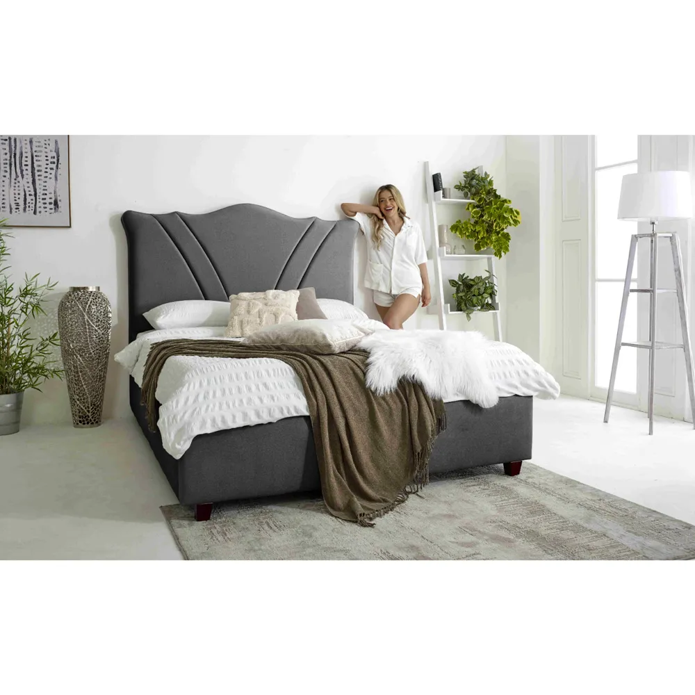 Amaya Single Bed Frame - Grey, Fabric