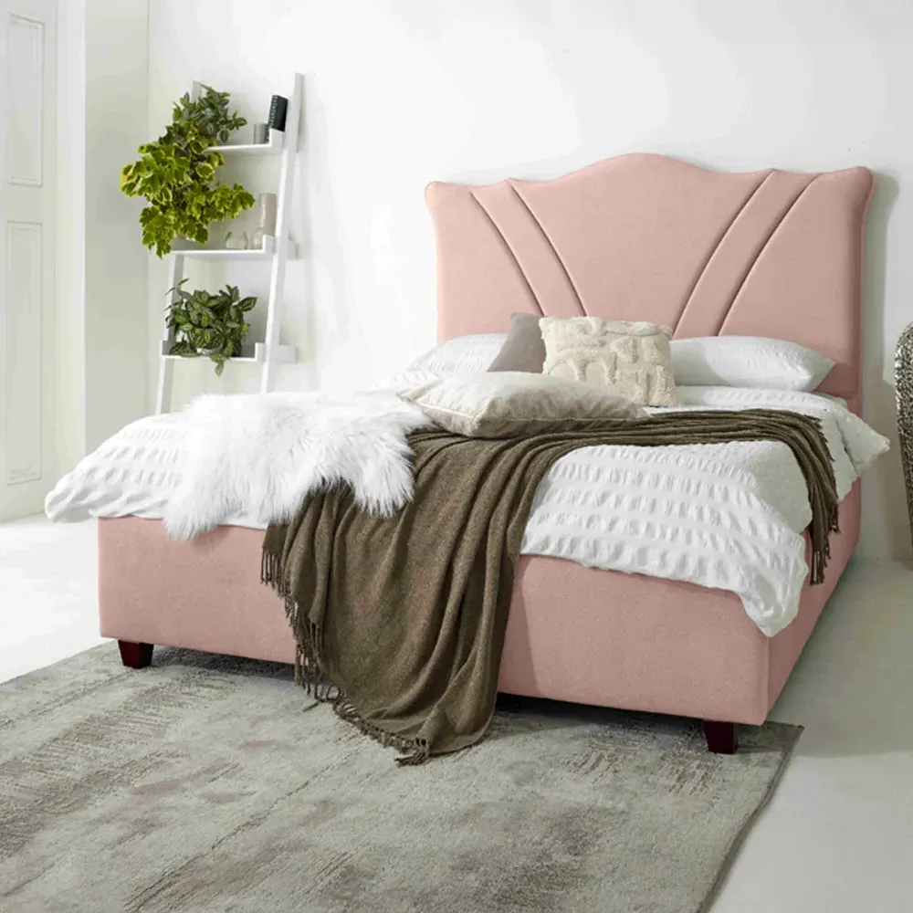 Amaya Single Bed Frame - Pink, Fabric