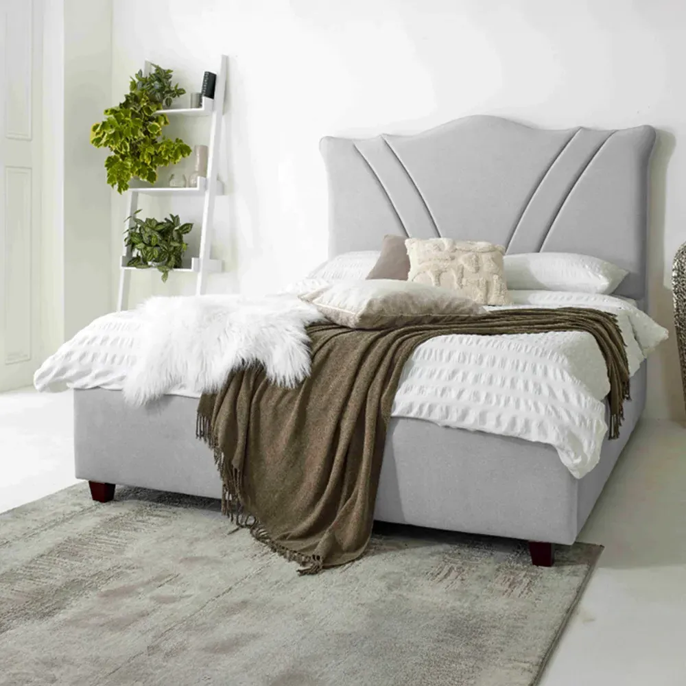 Amaya Small Double Bed Frame - Silver, Fabric