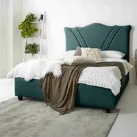 Amaya Super King Size Bed Frame - Green, Fabric