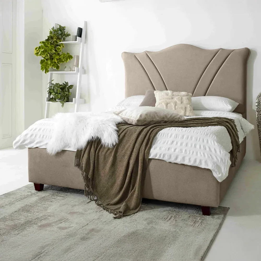 Amaya Super King Size Bed Frame - Mink, Fabric