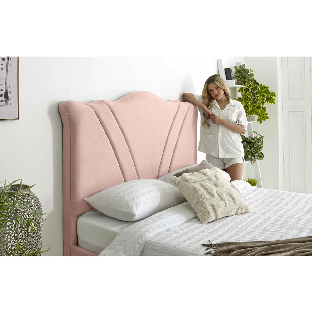Amaya Super King Size Bed Frame - Pink, Fabric