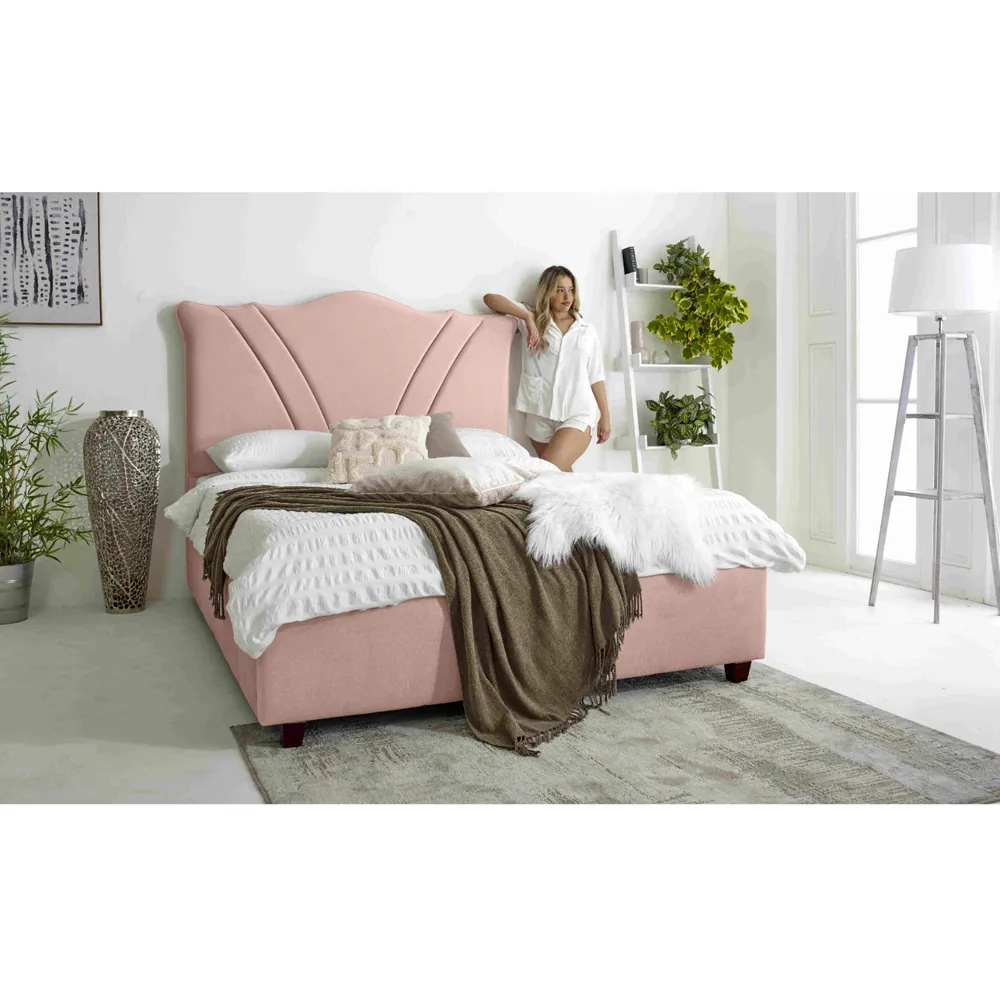 Amaya Super King Size Bed Frame - Pink, Fabric