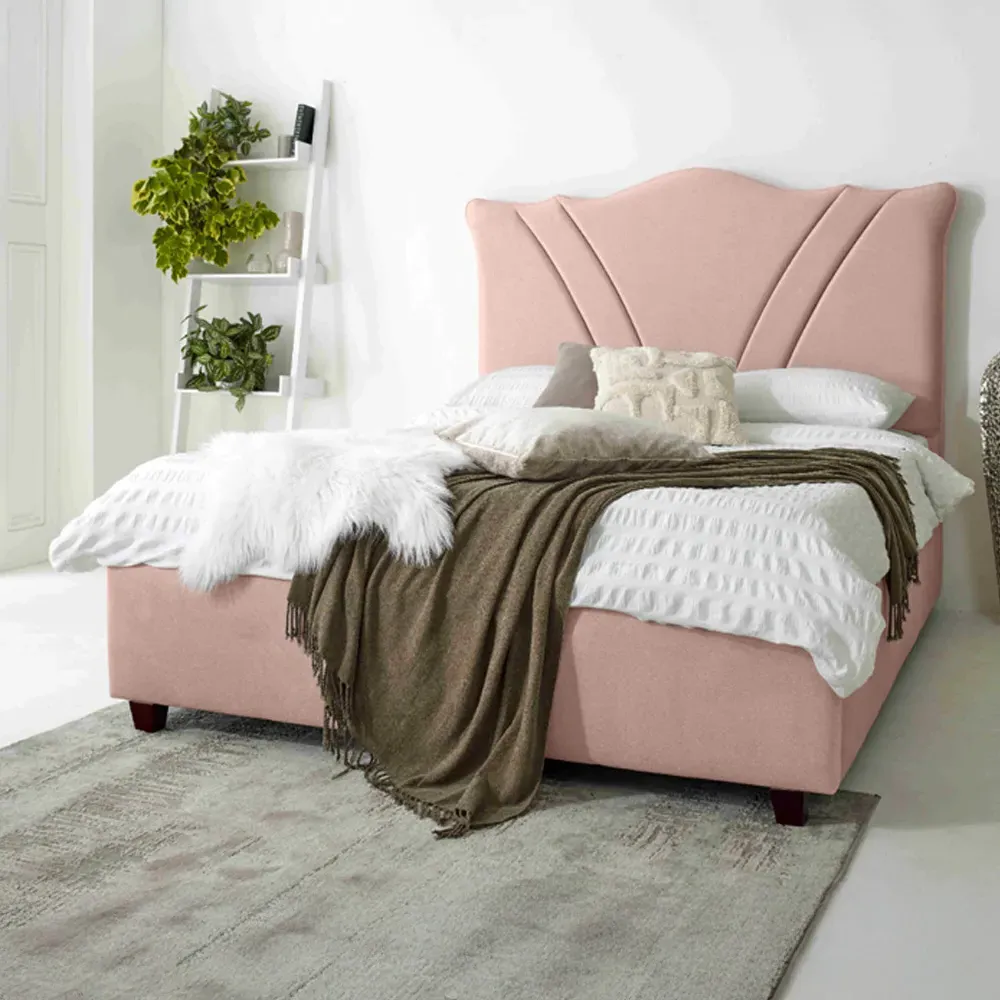 Amaya Super King Size Bed Frame - Pink, Fabric