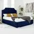 Ascend Double Bed Frame with Lined Headboard - Blue, Velvet