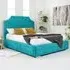 Ascend Double Bed Frame with Lined Headboard - Blue, Velvet