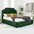 Ascend Double Bed Frame with Lined Headboard - Green, Velvet