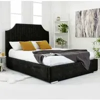 Ascend King Size Bed Frame with Lined Headboard - Black, Velvet
