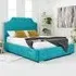 Ascend King Size Bed Frame with Lined Headboard - Blue, Velvet