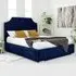 Ascend King Size Bed Frame with Lined Headboard - Blue, Velvet