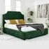 Ascend King Size Bed Frame with Lined Headboard - Green, Velvet