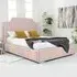 Ascend King Size Bed Frame with Lined Headboard - Pink, Velvet