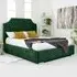 Ascend Single Bed Frame with Lined Headboard - Green, Velvet