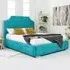 Ascend Small Double Bed Frame with Lined Headboard - Blue, Velvet