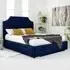 Ascend Small Double Bed Frame with Lined Headboard - Blue, Velvet