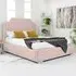 Ascend Small Double Bed Frame with Lined Headboard - Pink, Velvet