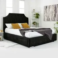 Ascend Super King Bed Frame with Lined Headboard - Black, Velvet