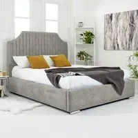 Ascend Super King Size Bed Frame with Lined Headboard - Silver, Velvet