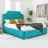 Ascend Super King Size Bed Frame with Lined Headboard - Teal, Velvet