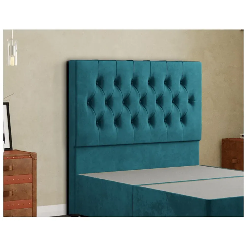 Belgrave Double Floor Standing Headboard - Green, Plush