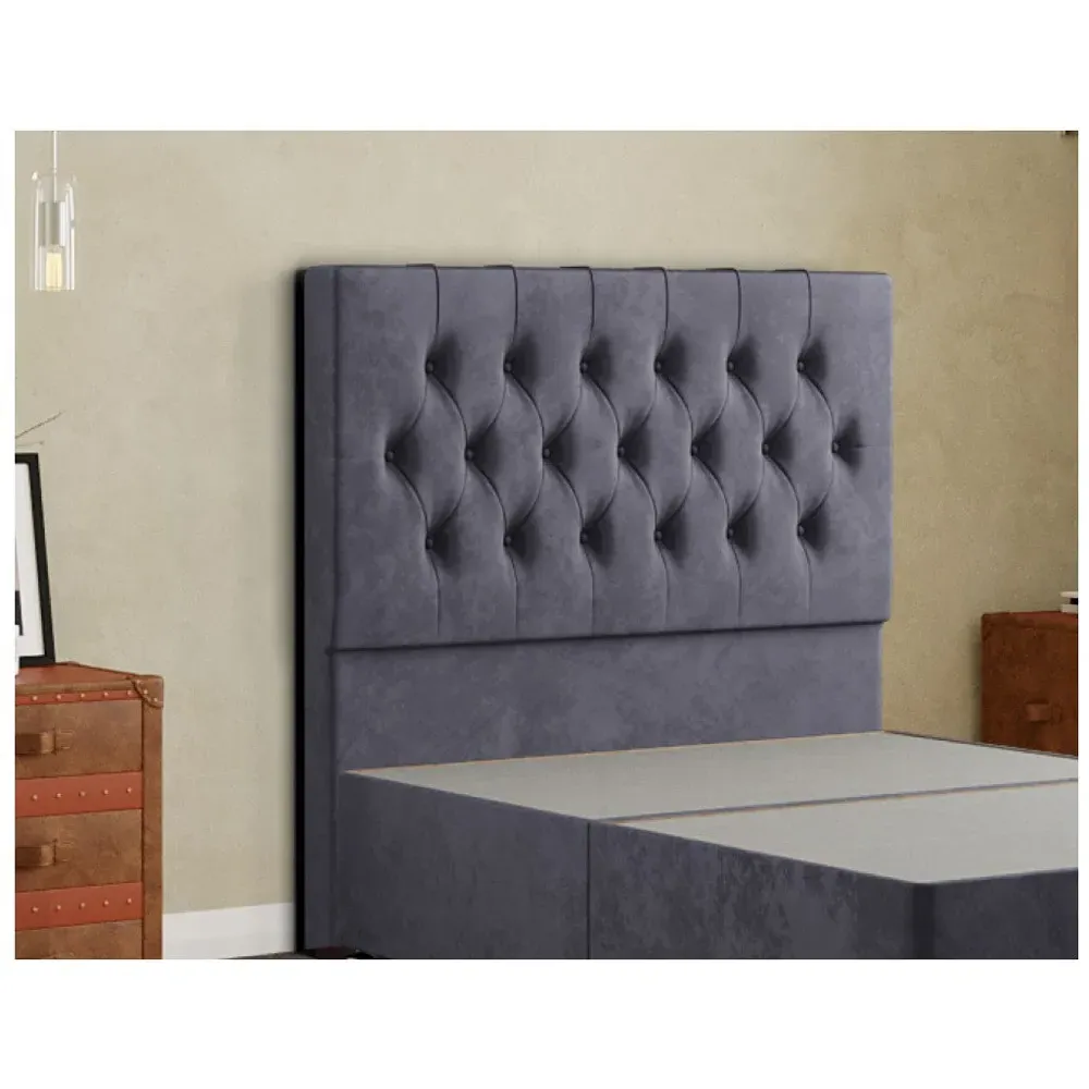Belgrave Double Floor Standing Headboard - Grey, Plush