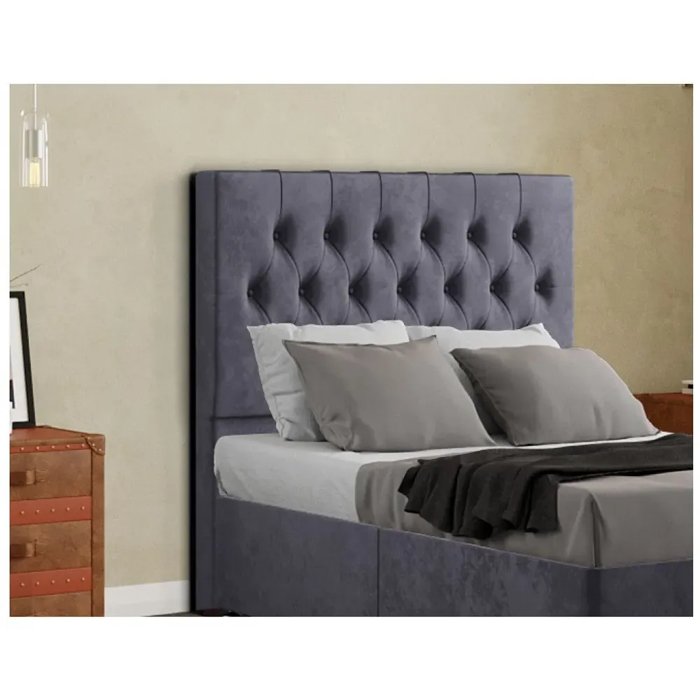 Belgrave Double Floor Standing Headboard - Grey, Plush