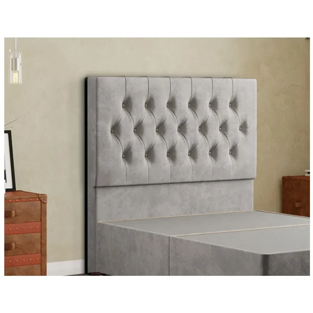 Belgrave Double Floor Standing Headboard - Silver, Plush