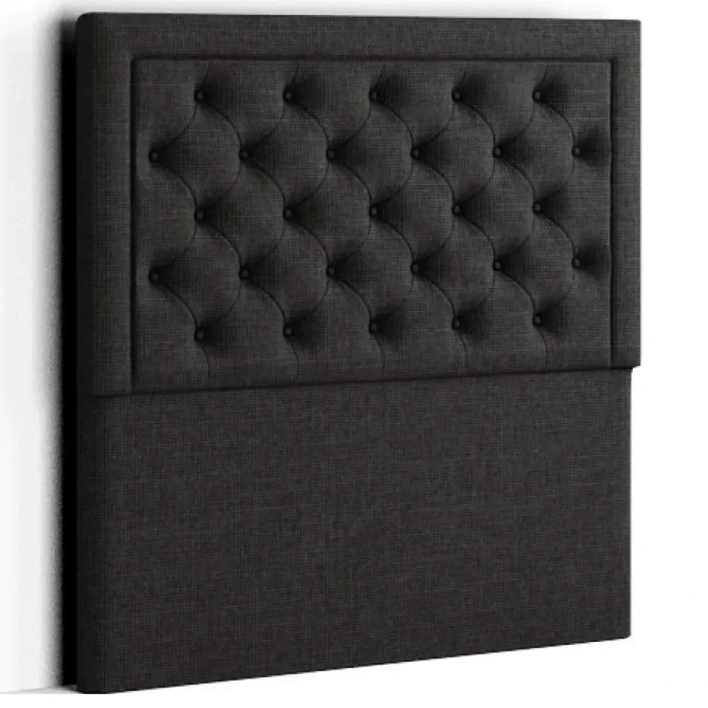 Castle Double Floor Standing Headboard - Black, Linen
