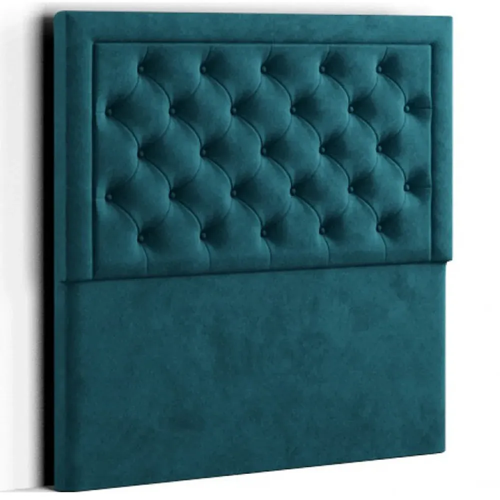 Castle Double Floor Standing Headboard - Emerald, Plush