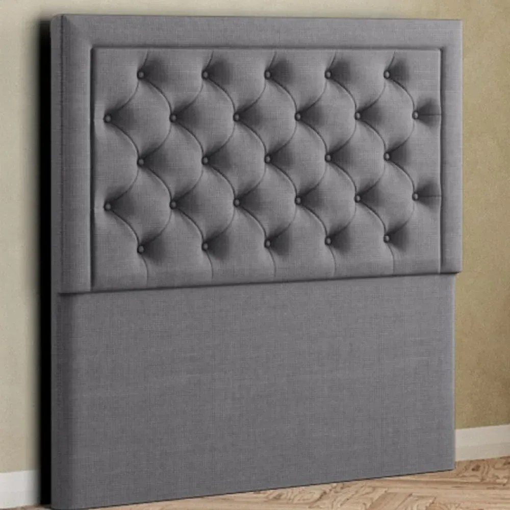 Castle Double Floor Standing Headboard - Grey, Linen