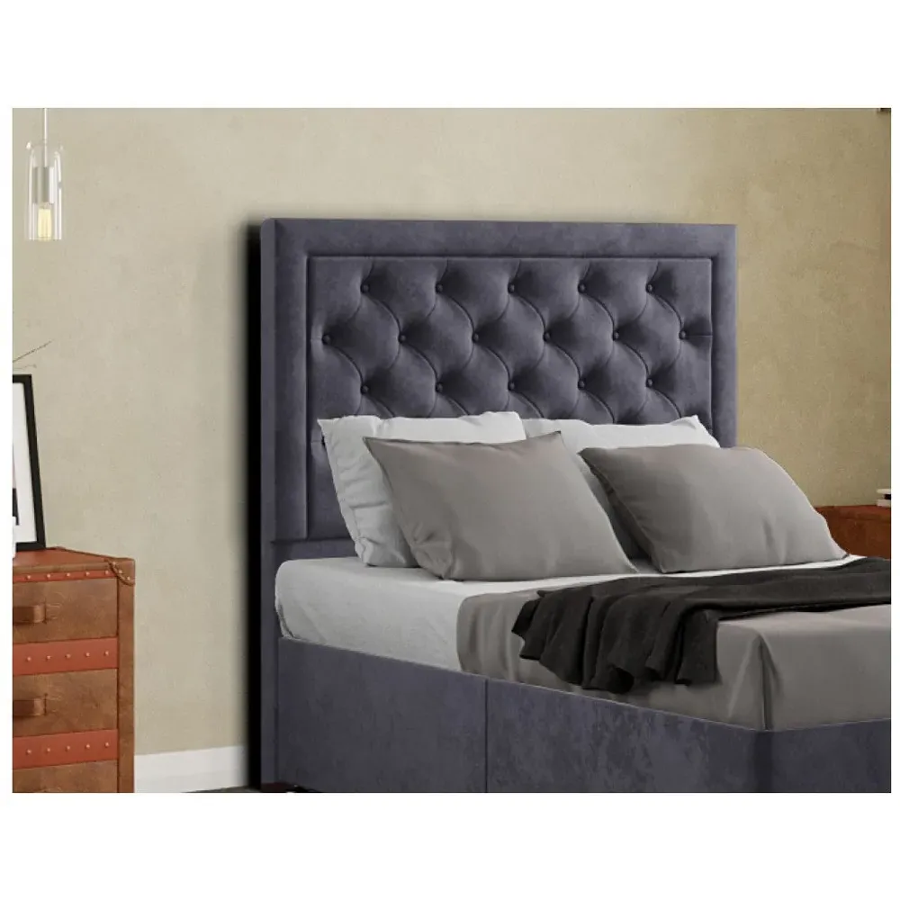 Castle Double Floor Standing Headboard - Grey, Plush