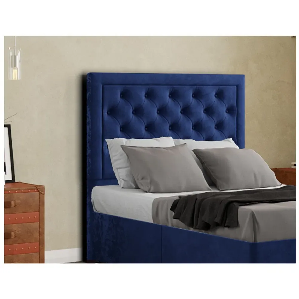Castle Double Floor Standing Headboard - Navy, Plush