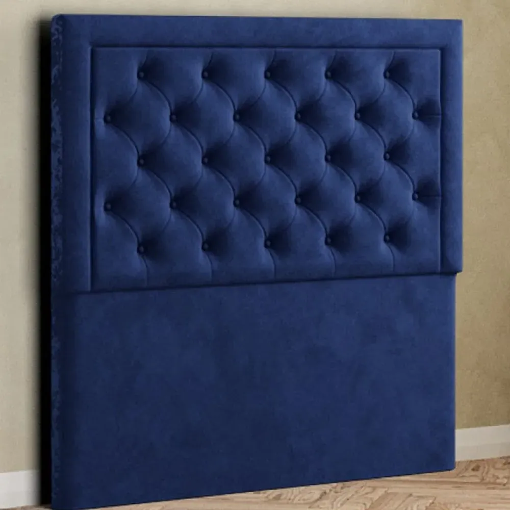 Castle Double Floor Standing Headboard - Navy, Plush