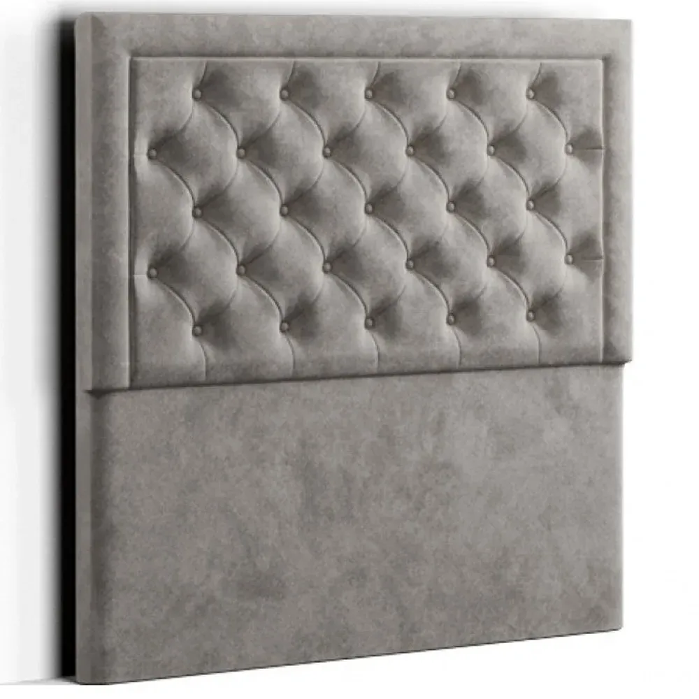 Castle Double Floor Standing Headboard - Silver, Plush
