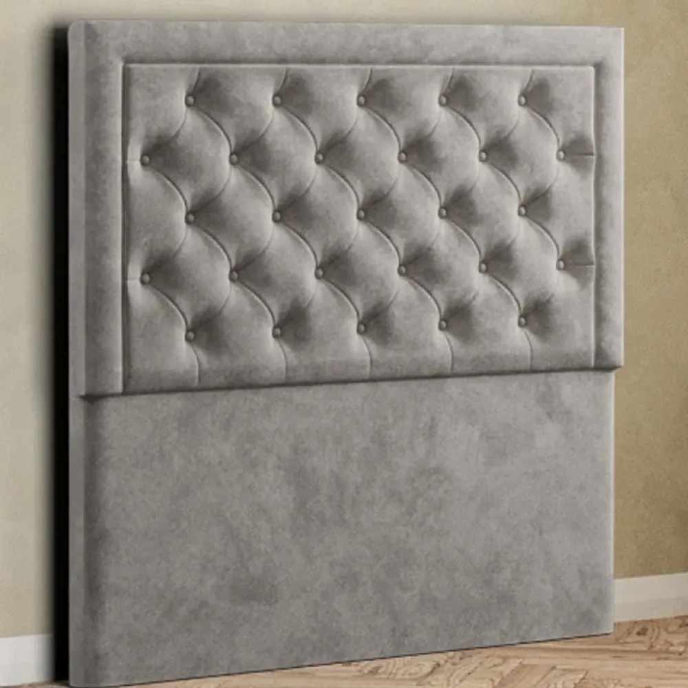 Castle Double Floor Standing Headboard - Silver, Plush