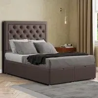 Castle Double Ottoman Bed with Storage - Grey, Malham Weave