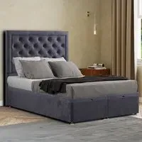 Castle Double Ottoman Bed with Storage - Grey, Plush