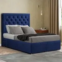 Castle Double Ottoman Bed with Storage - Navy, Plush