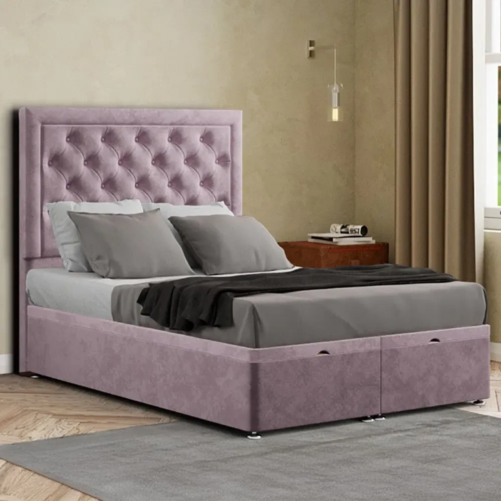 Castle Double Ottoman Bed with Storage - Pink, Plush