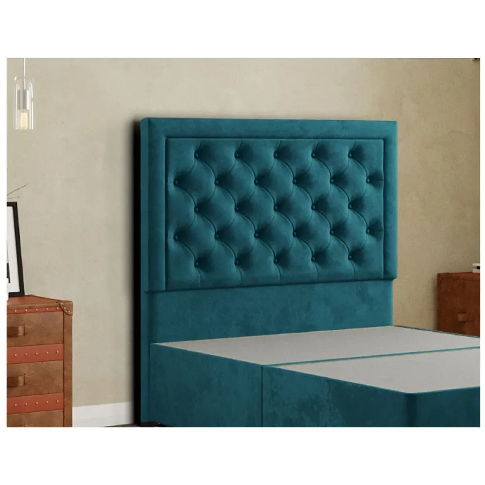 Castle Single Floor Standing Headboard - Emerald, Plush