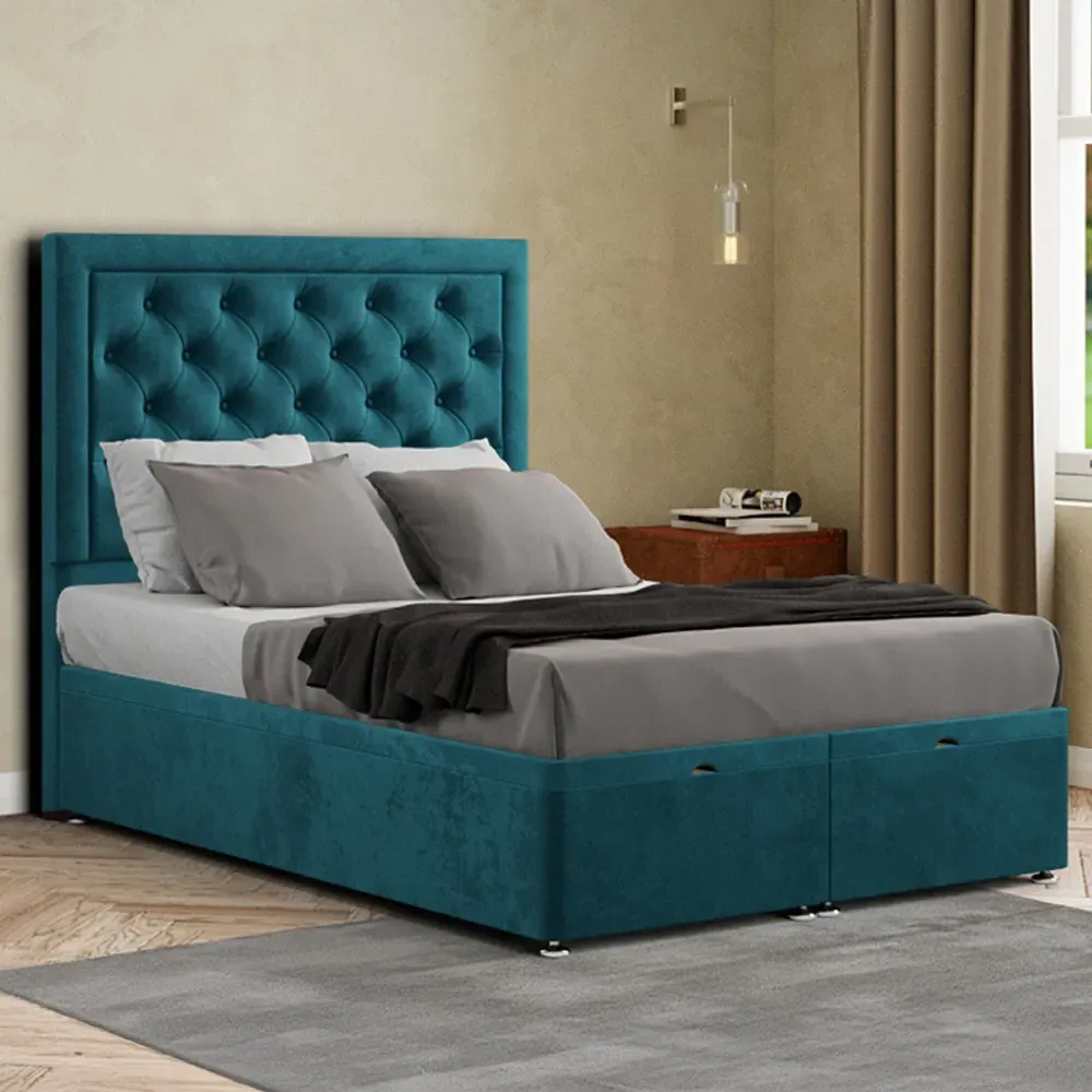 Castle Single Ottoman Bed with Storage - Green, Plush image