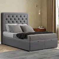 Castle Single Ottoman Bed with Storage - Grey, Linen