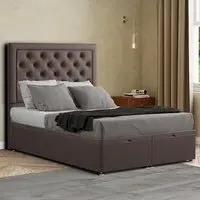 Castle Single Ottoman Bed with Storage - Grey, Malham Weave