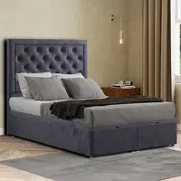 Castle Single Ottoman Bed with Storage - Grey, Plush
