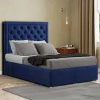 Castle Single Ottoman Bed with Storage - Navy, Plush